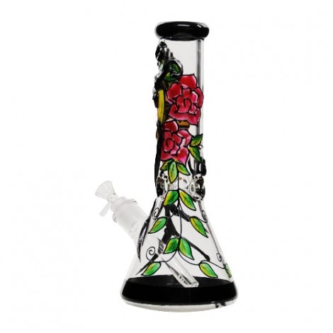 Bjorn Jorgøn Rose & Skull Glass Beaker Bong