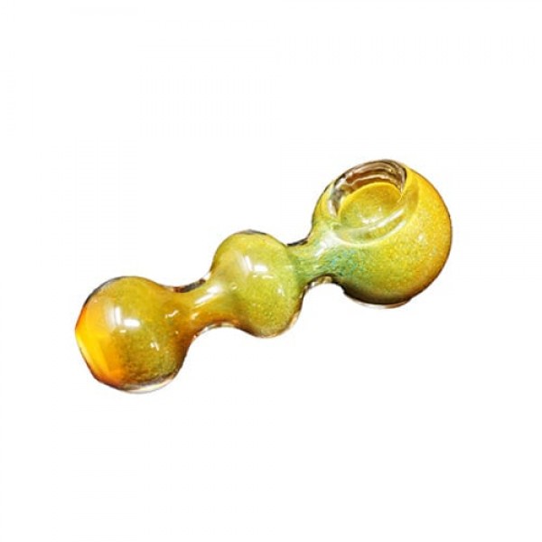 Yellow Handmade Glass Hand Pipe w- Fumed Accents