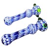 Blue Handmade Glass Chillum w- Swirls & Marble Accents