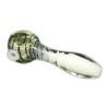 Green & White Handmade Glass Hand Pipe w- Swirl Accents