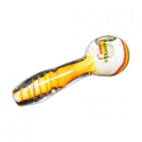 Swirled Handmade Spoon Pipe w- Rasta Accents