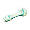 Teal & Green Handmade Glass Hand Pipe w- Wig-Wag Pattern